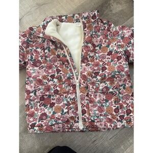 H&M Toddler Girl Floral Puffer Jacket - Fleece Lined - Size 3T